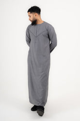 Rajul Qamari Emirati Slate Grey Mens Thobe Jubbah