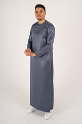 Rajul Emirati Slate Grey ST Mens Thobe Jubbah SLIM FIT ONLY